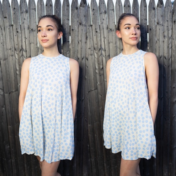 Red Lolly Blue Polka Dot Swing Dress - Picture 2 of 5